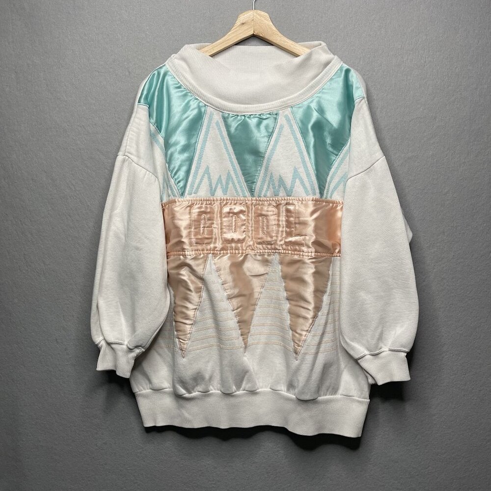 Vintage MarcyN Me II By Patrick Lee "Cool" Sweatshirt Large White Multicolor